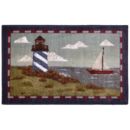 Mayberry Rug 30 x 46 in. Seaside Bayside Lighthouse Area Rug SEA5279 30X46